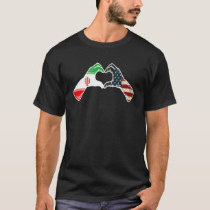 T-shirt Iran American USA Drapeau USA Iran Heart