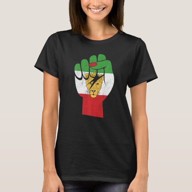 T-shirt Iran flag, Iranian Lion Symbol, Iranian Lioness, F (Devant)