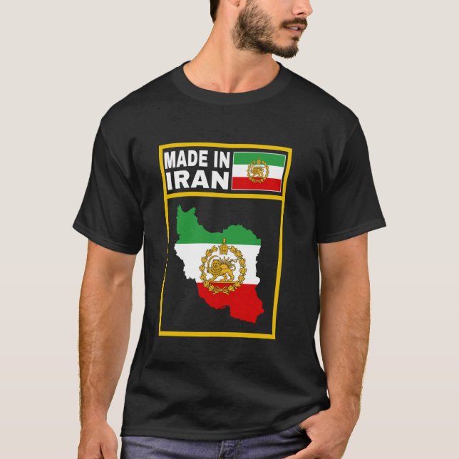 T-shirt Iran Lion Drapeau solaire, Iran, Perse, Iran carte (Devant)