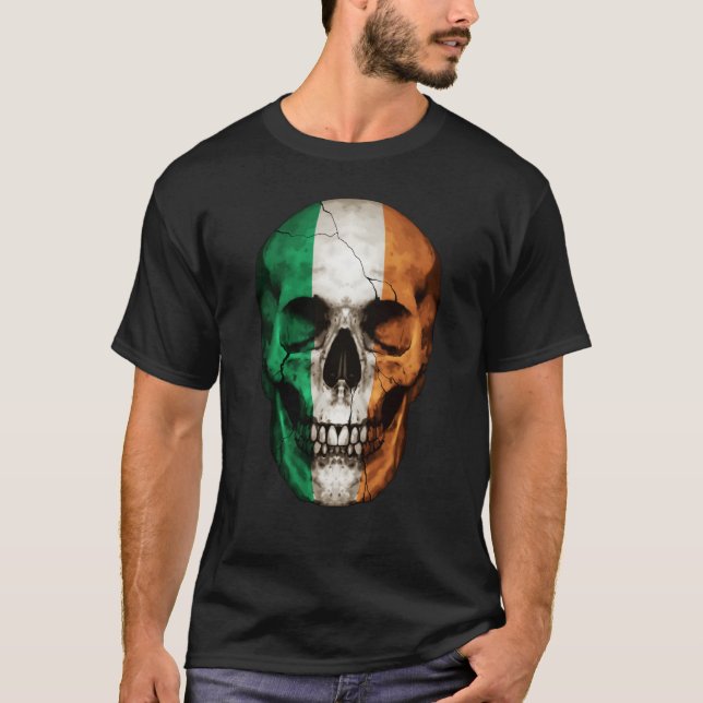 T-shirt Ireland Flag Skull Irish Roots Proud Patriotic (Devant)