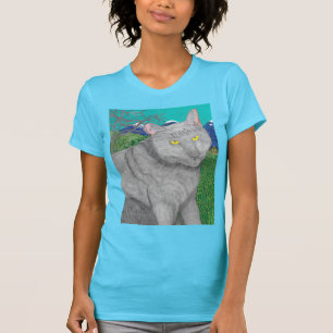 T-shirt Irina le chat et la vue de la chemise de Baldy de