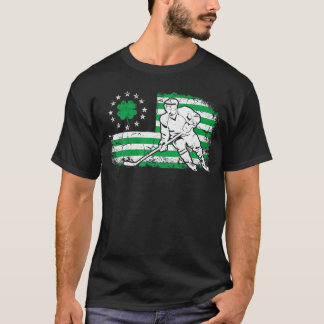 T-shirt Irish American Flag Lucky Hockey St. Patrick's Day