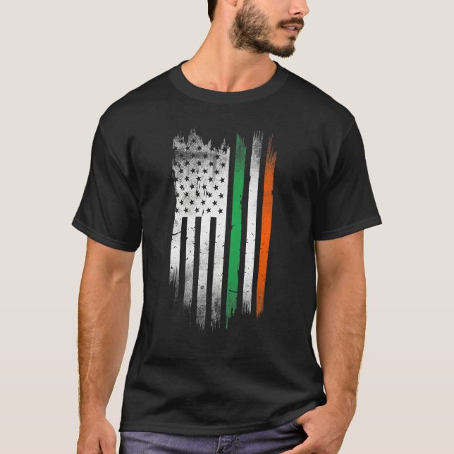 T-shirt Irish American flag Patrick's day cool Ireland fla (Devant)