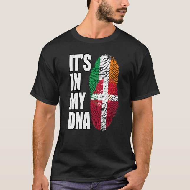 T-shirt Irish And Danish DNA Flag Heritage (Devant)