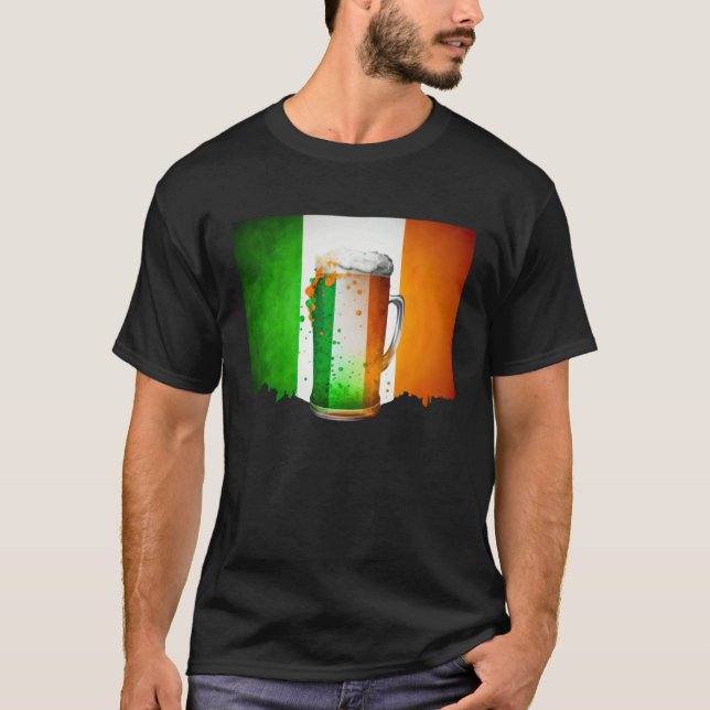 T-shirt Irish Beer Ireland Flag St Patricks Day Shamrock D (Devant)