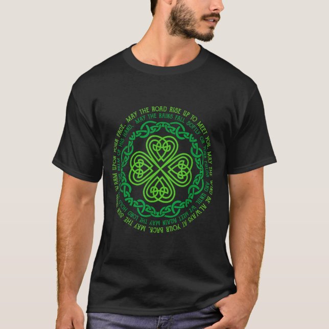 T-shirt Irish Blessing Celtic Knot &amp; 4-leaf Clover Luc (Devant)