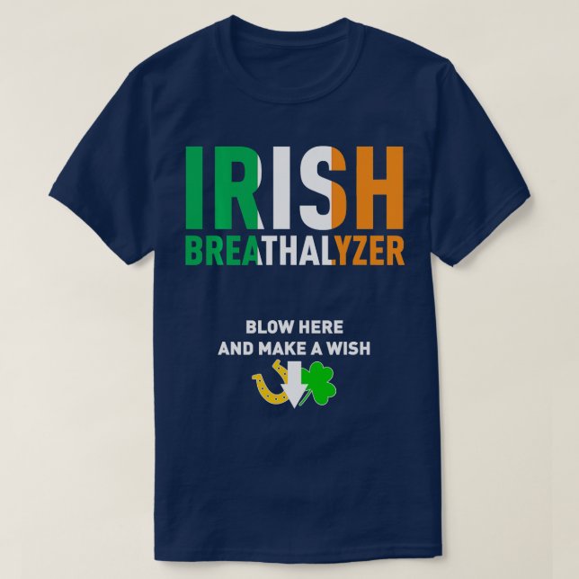 T-shirt Irish Breathalyzer Blow Here St (Design devant)