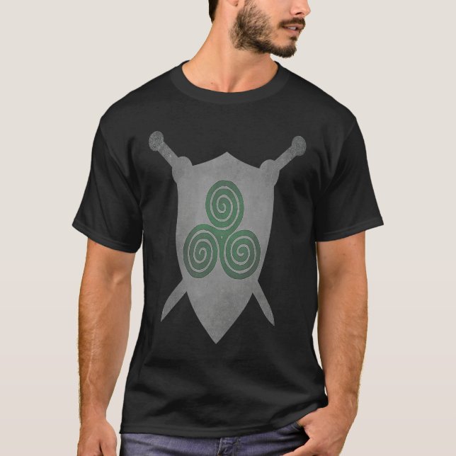 T-shirt Irish Celtic Knot Triskelion Trinity Symbol Swords (Devant)