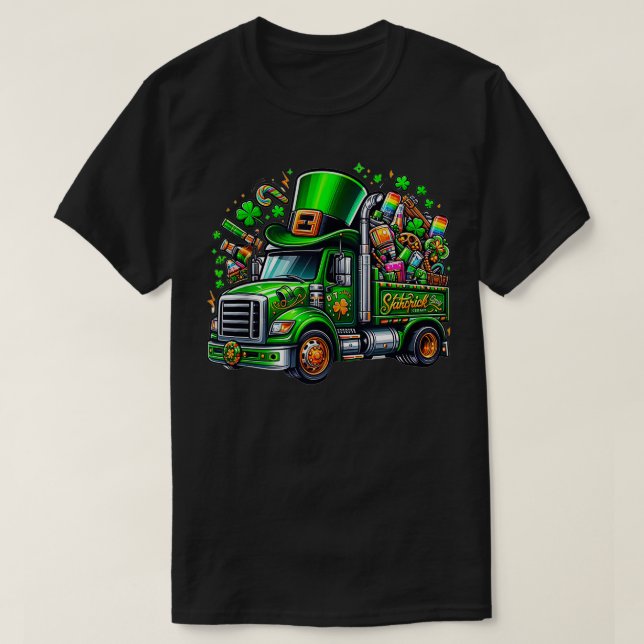 T-shirt Irish Construction Truck Crane Toddler Boys St Pat (Design devant)