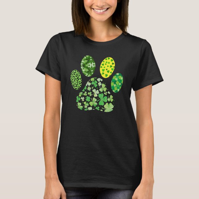 T-shirt Irish Cute Dog Paw C St Patrick's Day Lucky Shamro (Devant)