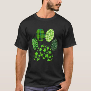 T-shirt Irish Cute Dog Paw Clovers St Patrick's Day Lucky 