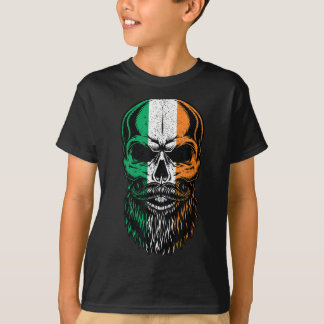 T-shirt Irish Flag Bearded Skull Head Saint Patrick's Day 