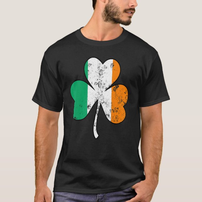 T-shirt Irish Flag Shamrock Happy St Patrick's Day Go Luck (Devant)