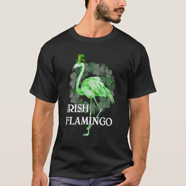T-shirt Irish Flamingo Shamrock Lucky Leaf Outfit for Patr (Devant)