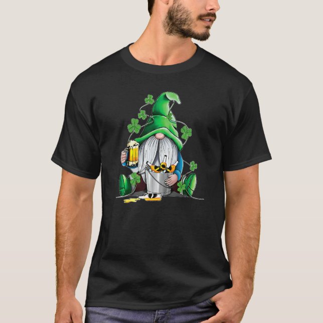 T-shirt Irish Gnome Drink Beer Lucky Shamrock Gnome St Pat (Devant)