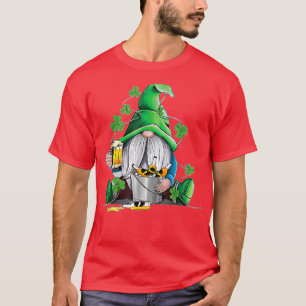 T-shirt Irish Gnome Drink Beer Lucky Shamrock Gnome St Pat