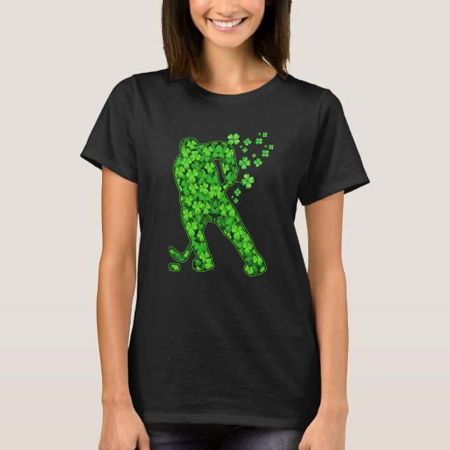 T-shirt Irish Hockey Player Shamrock St Patrick's Day (Devant)