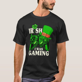 T-shirt Irish I Was Gaming Controller Boys Gamer St Patric