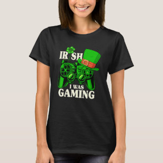 T-shirt Irish I Was Gaming Controller Boys Gamer St Patric