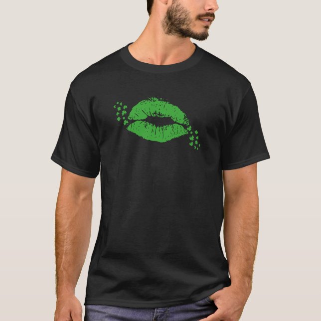 T-shirt Irish Kisses Green Lips Saint Patrick's Day Paddy' (Devant)