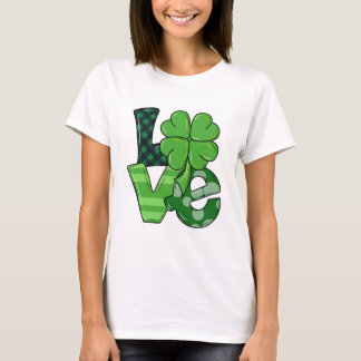 T-shirt Irish Love St. Patrick's Day Shamrock Green Plaid