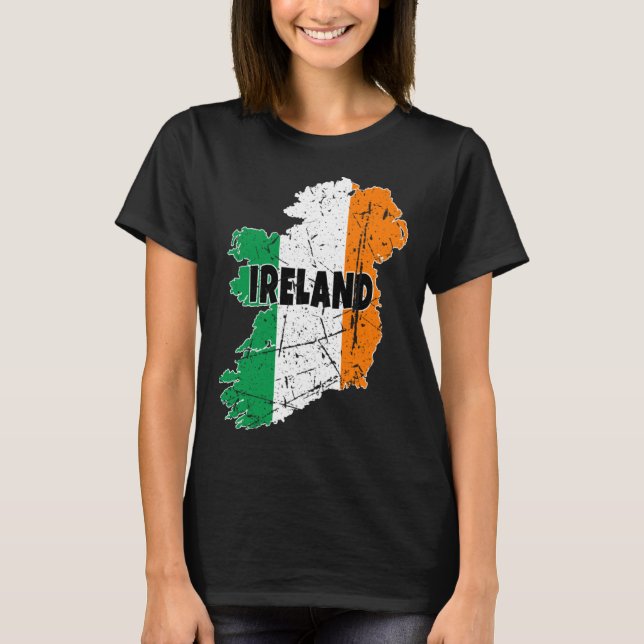 T-shirt Irish Map Flag Souvenir Distressed Ireland Men Wom (Devant)