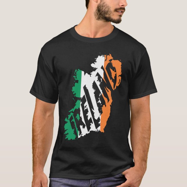 T-shirt Irish Map Word  Ireland Flag Colour Letters (Devant)
