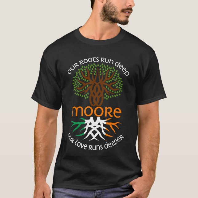T-shirt Irish MOORE Nom De Famille Notre Amour Runs Deeper (Devant)
