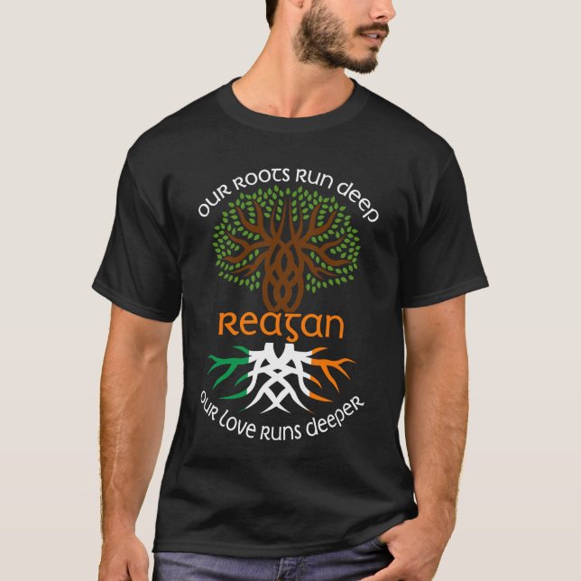 T-shirt Irish REAGAN Nom de famille Notre amour tourne plu (Devant)