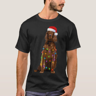 T-shirt Irish Setter Christmas Lights Amoureux des chiens 