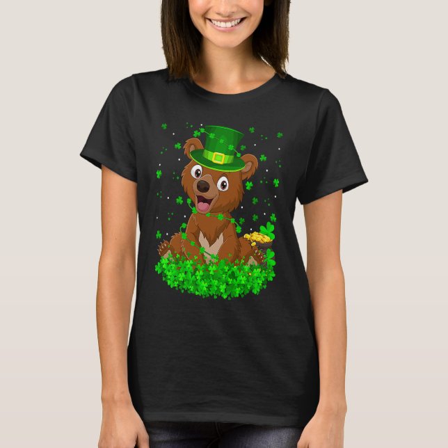 T-shirt Irish Shamrock Leprechaun Bear St Patrick's Day (Devant)