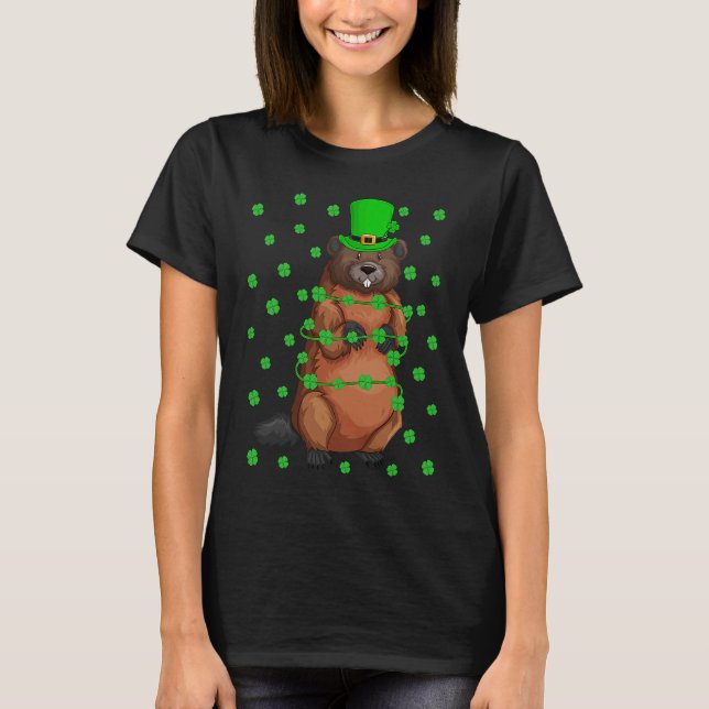 T-shirt Irish Shamrock Leprechaun Beaver St Patrick's Day (Devant)