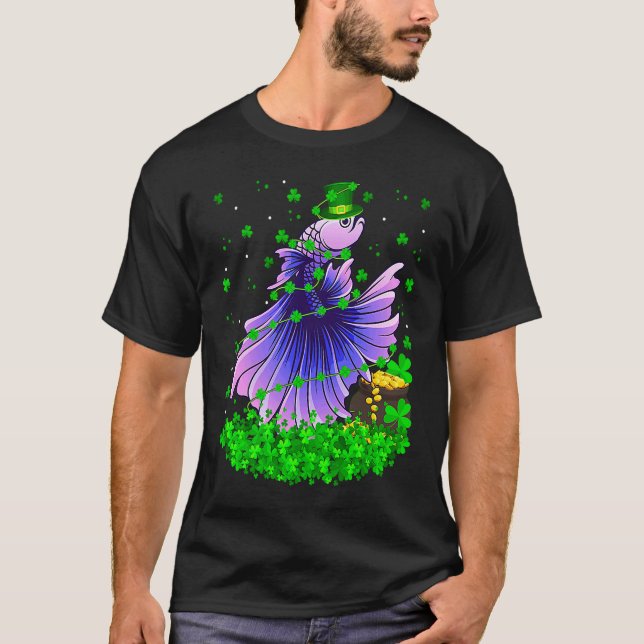 T-shirt Irish Shamrock Leprechaun Betta Fish St Patrick's  (Devant)