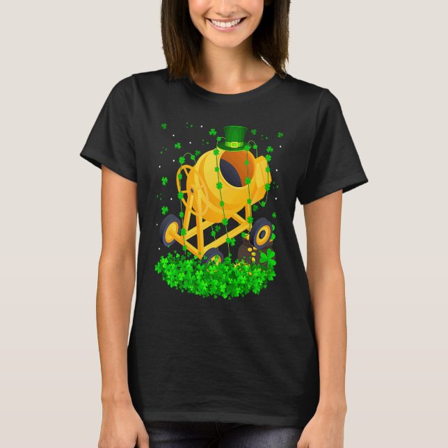 T-shirt Irish Shamrock Leprechaun Cement Mixer St Patrick' (Devant)
