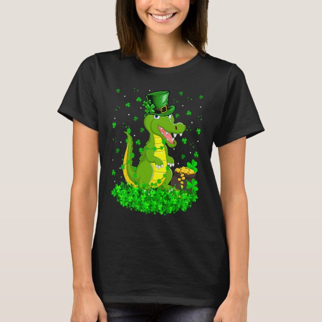 T-shirt Irish Shamrock Leprechaun Crocodile St Patrick's D (Devant)