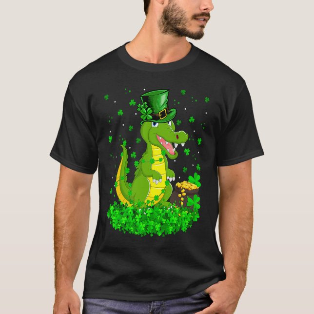 T-shirt Irish Shamrock Leprechaun Crocodile St Patrick's D (Devant)