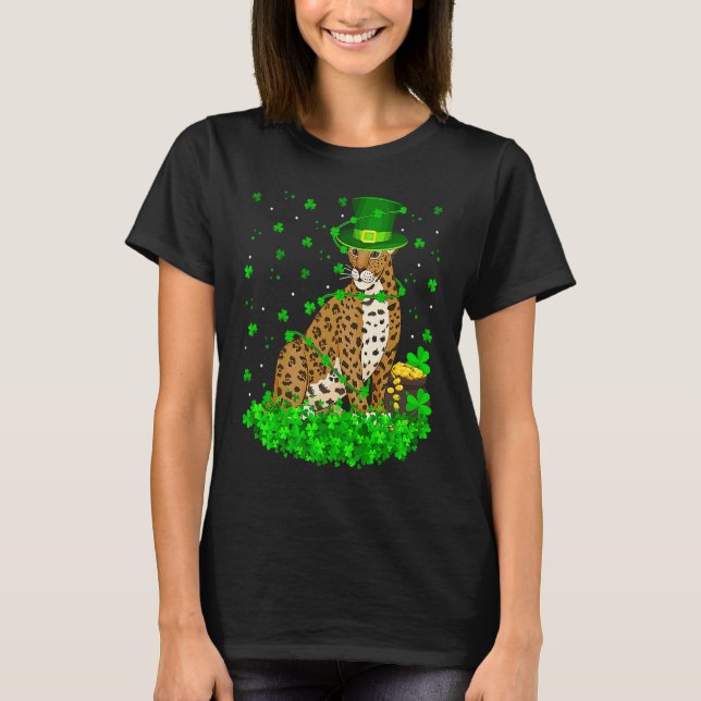T-shirt Irish Shamrock Leprechaun Jaguar St Patrick's Day (Devant)