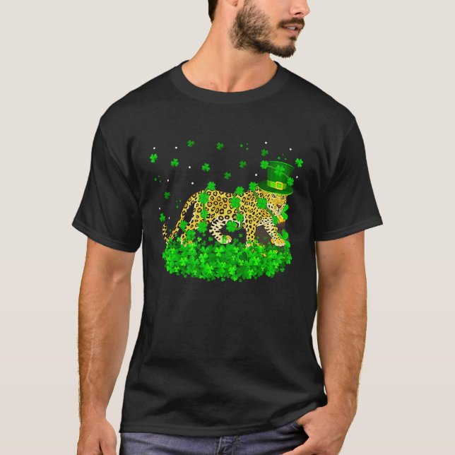 T-shirt Irish Shamrock Leprechaun Leopard St Patrick's Day (Devant)