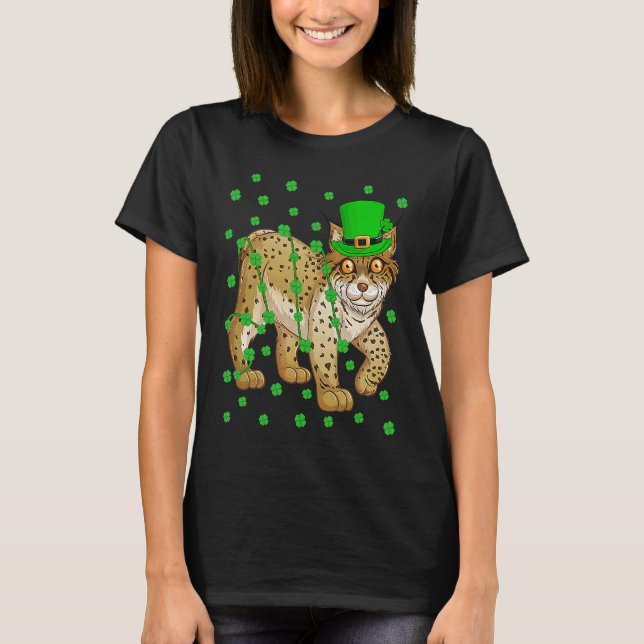 T-shirt Irish Shamrock Leprechaun Lynx St Patrick's Day (Devant)