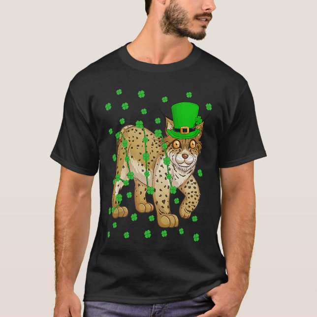 T-shirt Irish Shamrock Leprechaun Lynx St Patrick's Day (Devant)