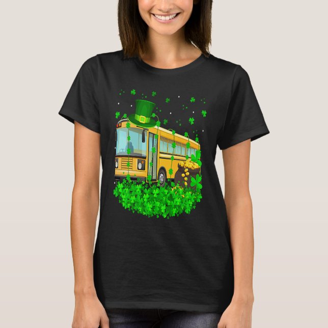 T-shirt Irish Shamrock Leprechaun School Bus St Patrick's  (Devant)