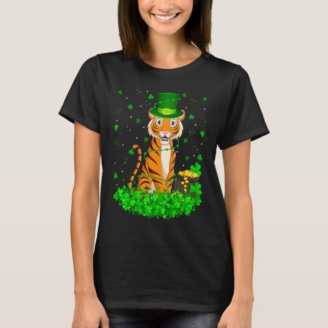 T-shirt Irish Shamrock Leprechaun Tiger St Patrick's Day   (Devant)