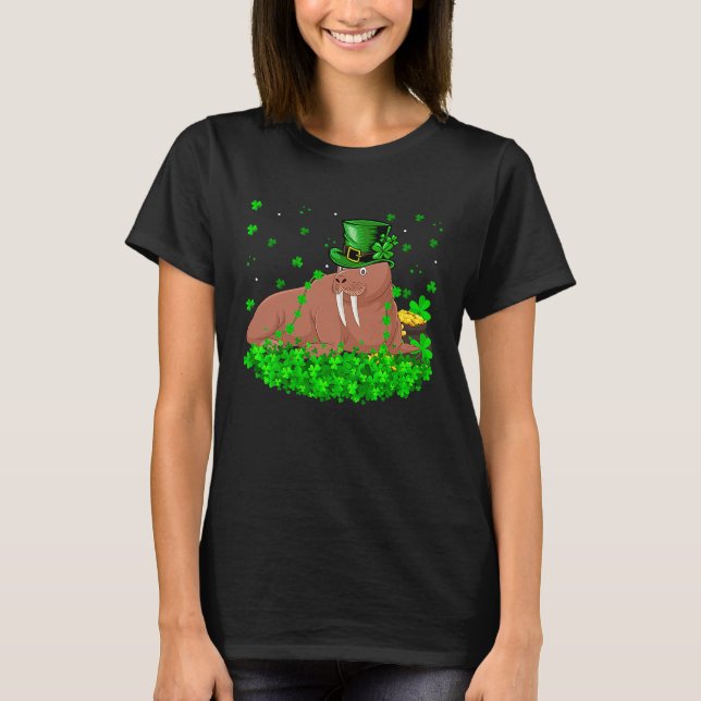 T-shirt Irish Shamrock Leprechaun Walrus St Patrick's Day (Devant)
