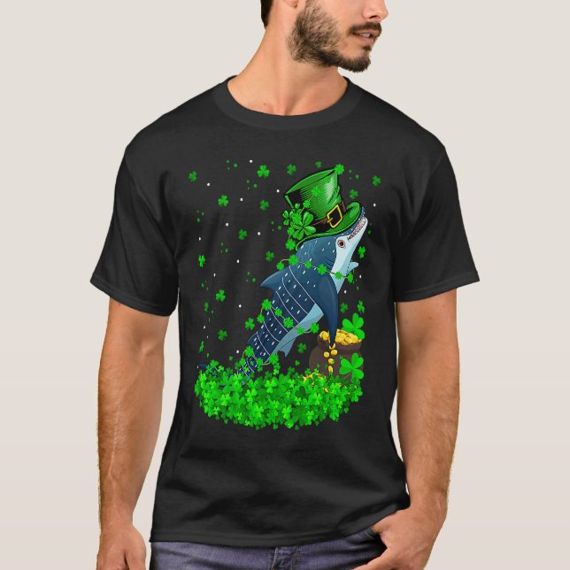 T-shirt Irish Shamrock Leprechaun Whale Shark St Patrick's (Devant)