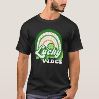 T-shirt Irish St Patricks Day Retro Rainbow Lucky Vibes