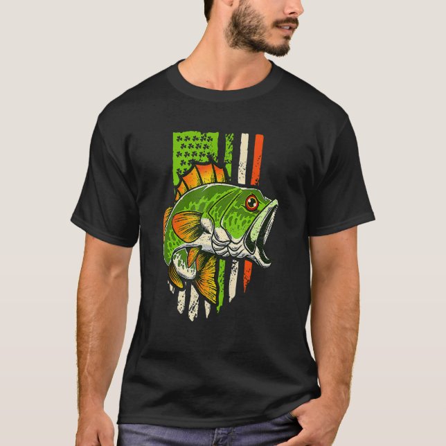 T-shirt Irish US American Flag Fishing Fish St Patricks Da (Devant)