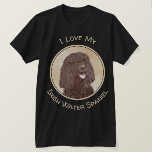 T-shirt Irish Water Spaniel Peinture - Original Dog Art