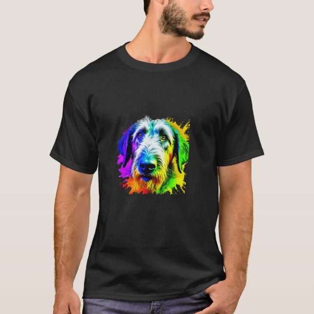T-shirt Irish Wolfhound Pop Art I Amoureux des chiens I Sp (Devant)
