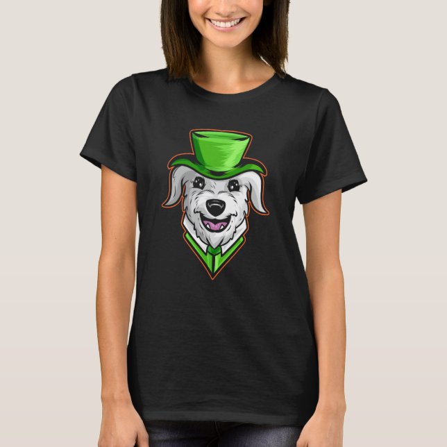 T-shirt Irish Wolfhound With Green Hat Neckerchief St Patr (Devant)