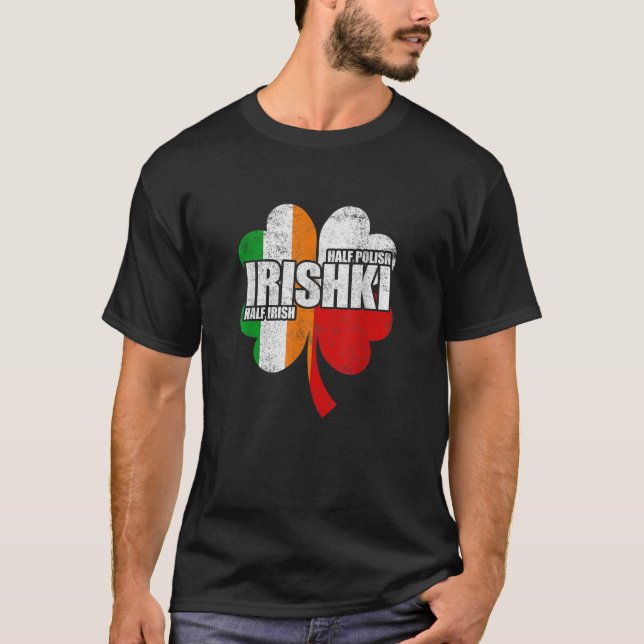 T-shirt Irishki moitié irlandais moitié polonais Iriski St (Devant)